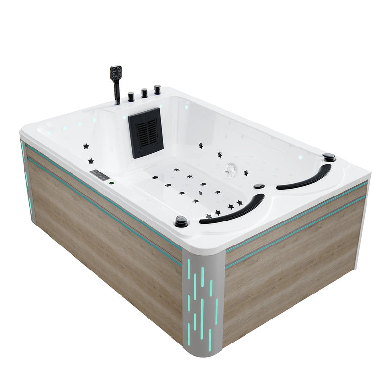 Empava - 75 in. Freestanding Luxury Thermostatic 2-Person Rectangle LED Tub With Right Drain - EMPV-75JT901 - IMG7