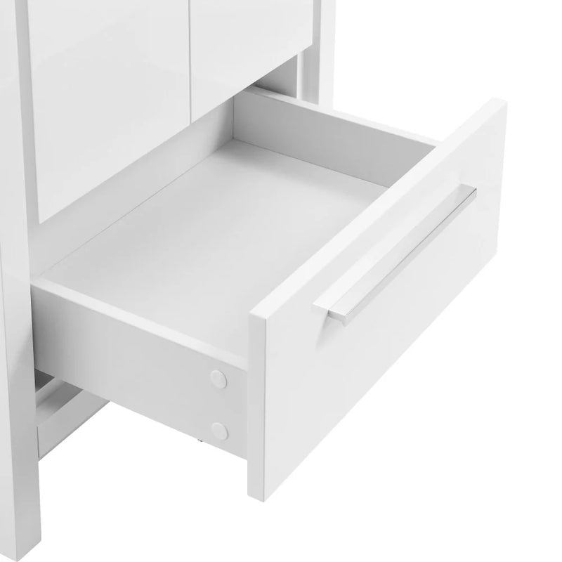 Swiss Madison Virage 24 in. White Bathroom Vanity With Black Ceramic Sink Top - SM-BV730WMB