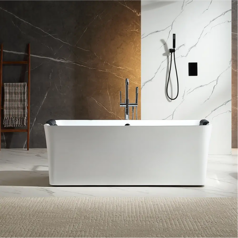 Empava - 67" Acrylic Freestanding Whirlpool Bathtub with Center Drain - EMPV-67AIS34-BK - IMG5
