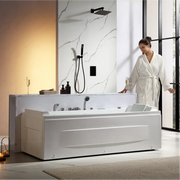 Empava - 71" Alcove LED Whirlpool Bathtub with Brushed Nickel Fixtures and Center Drain - EMPV-71JT351-BN - IMG4