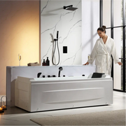Empava - 71" Alcove LED Whirlpool Bathtub with Black Fixtures and Center Drain - EMPV-71JT351-BK - IMG4