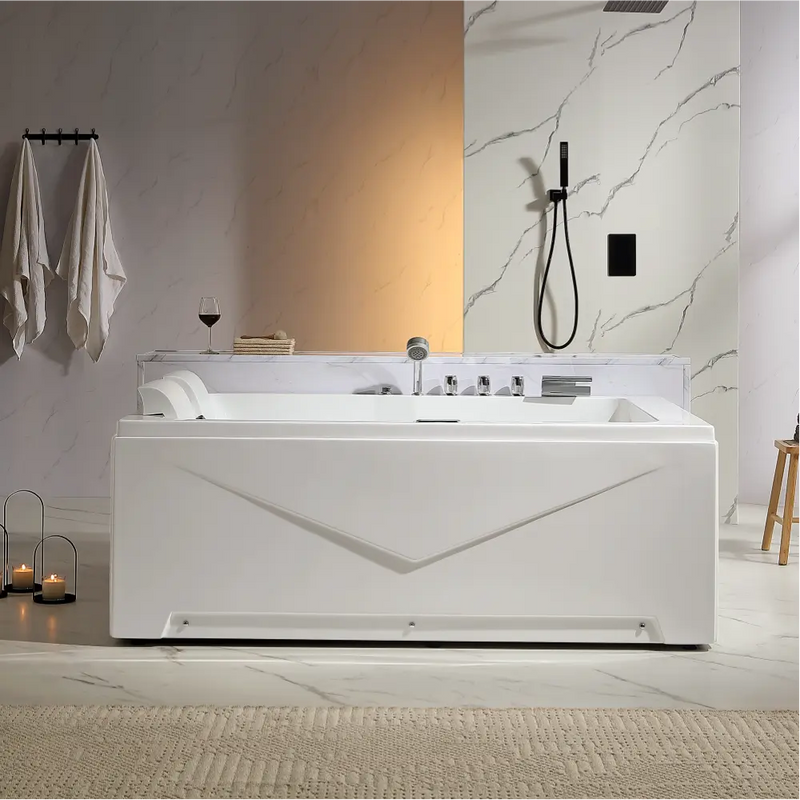 Empava - 71" Alcove LED Whirlpool Bathtub with Left Drain - EMPV-71JT618L - IMG1