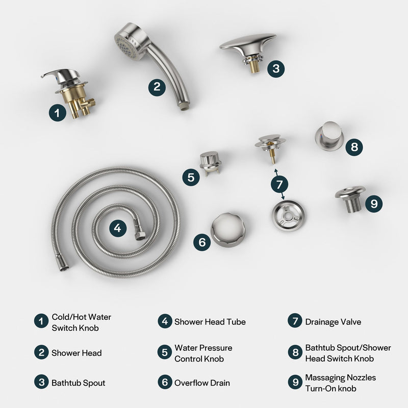 Empava - Bathtub Faucet Fixtures For EMPV-59JT319LED Corner Tub (Bronze) - ACC-319ORB - IMG18