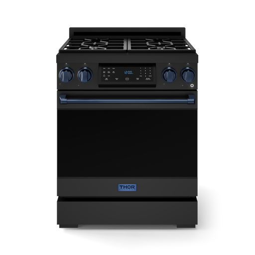 THOR Kitchen - 30-inch Gordon Ramsay Series Professional Gas Range with Tilt Panel Touch Control in Matte Black/Blue - RSG30B-BLU - IMG1