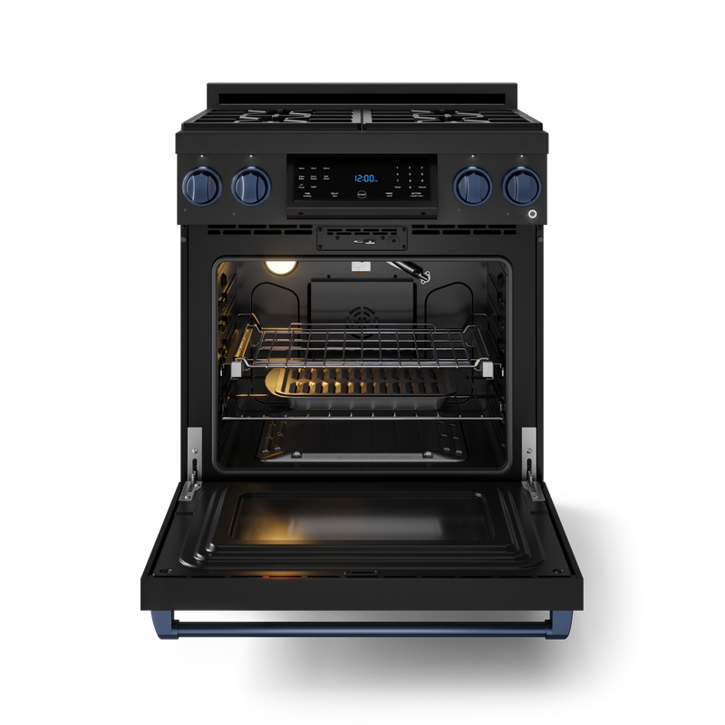 THOR Kitchen - 30-inch Gordon Ramsay Series Professional Gas Range with Tilt Panel Touch Control in Matte Black/Blue - RSG30B-BLU - IMG2