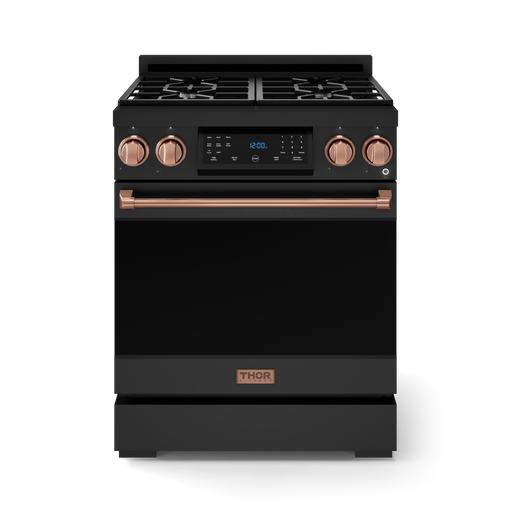 THOR Kitchen - 30-inch Gordon Ramsay Series Professional Gas Range with Tilt Panel Touch Control in Matte Black/Rose Gold - RSG30B-RSG - IMG1
