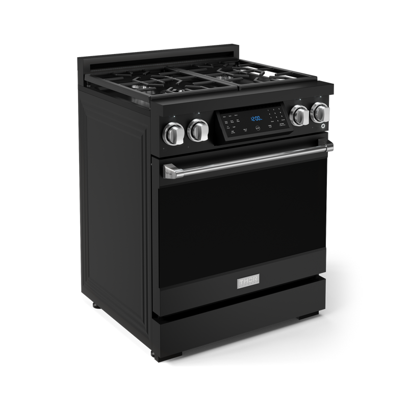 THOR Kitchen - 30-inch Gordon Ramsay Series Professional Gas Range with Tilt Panel Touch Control in Matte Black/Stainless Steel - RSG30B-SS - IMG3