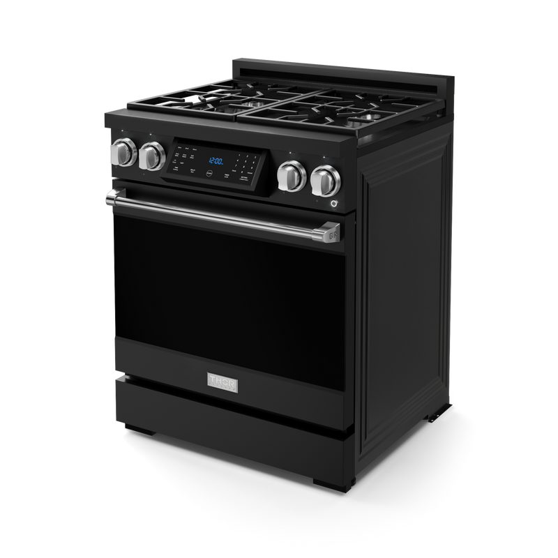 THOR Kitchen - 30-inch Gordon Ramsay Series Professional Gas Range with Tilt Panel Touch Control in Matte Black/Stainless Steel - RSG30B-SS - IMG4
