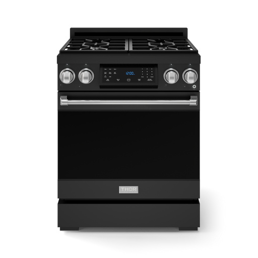 THOR Kitchen - 30-inch Gordon Ramsay Series Professional Gas Range with Tilt Panel Touch Control in Matte Black/Stainless Steel - RSG30B-SS - IMG1