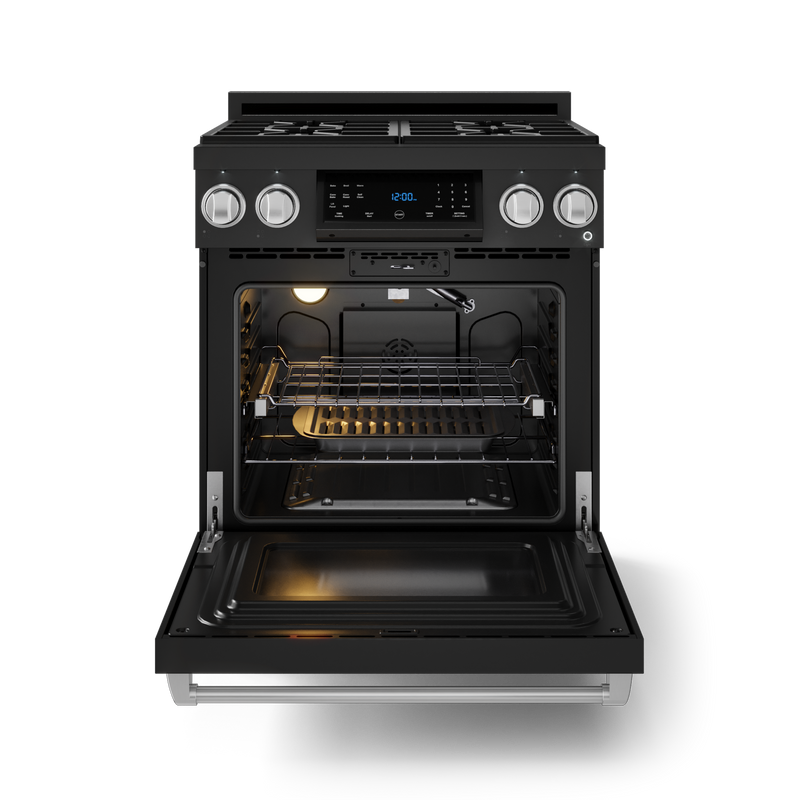 THOR Kitchen - 30-inch Gordon Ramsay Series Professional Gas Range with Tilt Panel Touch Control in Matte Black/Stainless Steel - RSG30B-SS - IMG2
