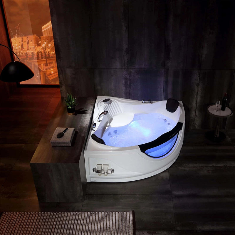Empava - 59" Alcove Whirlpool Inline Heater LED Tub with Left Drain - EMPV-59JT319LED - IMG2