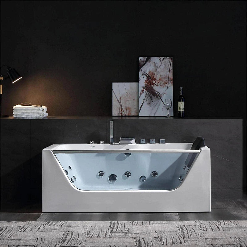 Empava - 59" Alcove LED Whirlpool Bathtub with Center Drain - EMPV-59JT408LED - IMG1