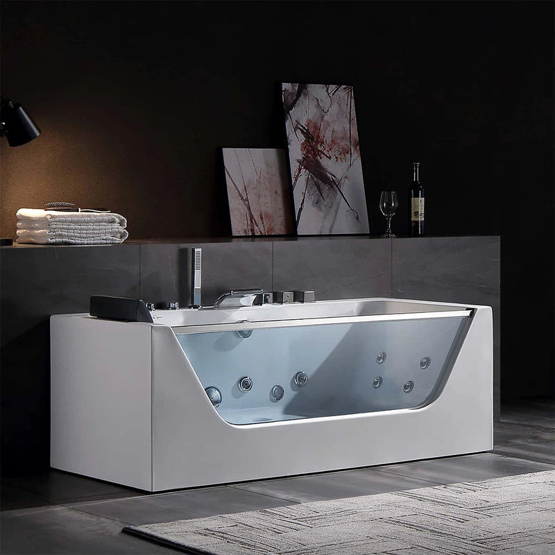 Empava - 59" Alcove LED Whirlpool Bathtub with Center Drain - EMPV-59JT408LED - IMG2