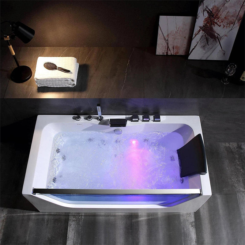 Empava - 59" Alcove LED Whirlpool Bathtub with Center Drain - EMPV-59JT408LED - IMG5