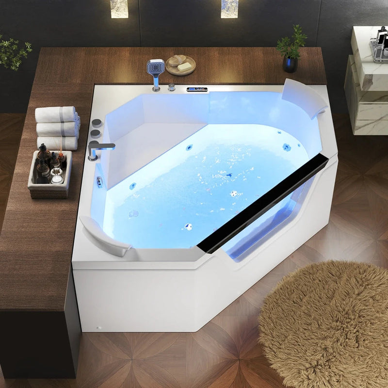 Empava - 59" Alcove Combo Massage Whirlpool Inline Heater LED Tub with Left Drain - EMPV-59PRO03 - IMG2
