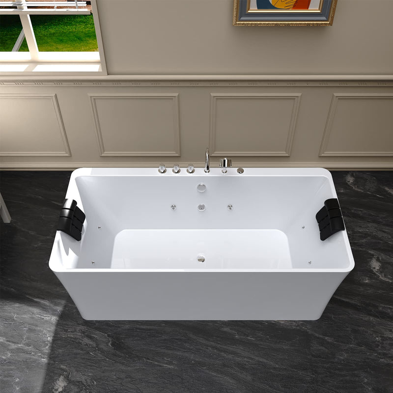 Empava - 67" Freestanding Whirlpool Bathtub with Faucet and Center Drain - EMPV-67AIS03 - IMG6