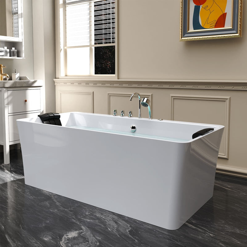 Empava - 67" Freestanding Whirlpool Bathtub with Faucet and Center Drain - EMPV-67AIS03 - IMG2