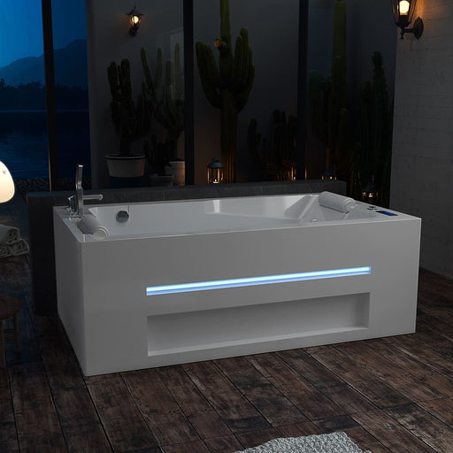 Empava - 71-inch Alcove Massage Inline Heater 2-Person LED Tub With Left Drain - EMPV-71JT802 - IMG2