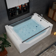Empava - 71" Freestanding Combo Massage Whirlpool Inline Heater 2-Person Bathtub with Dual Glass Design - EMPV-71PRO01 - IMG4