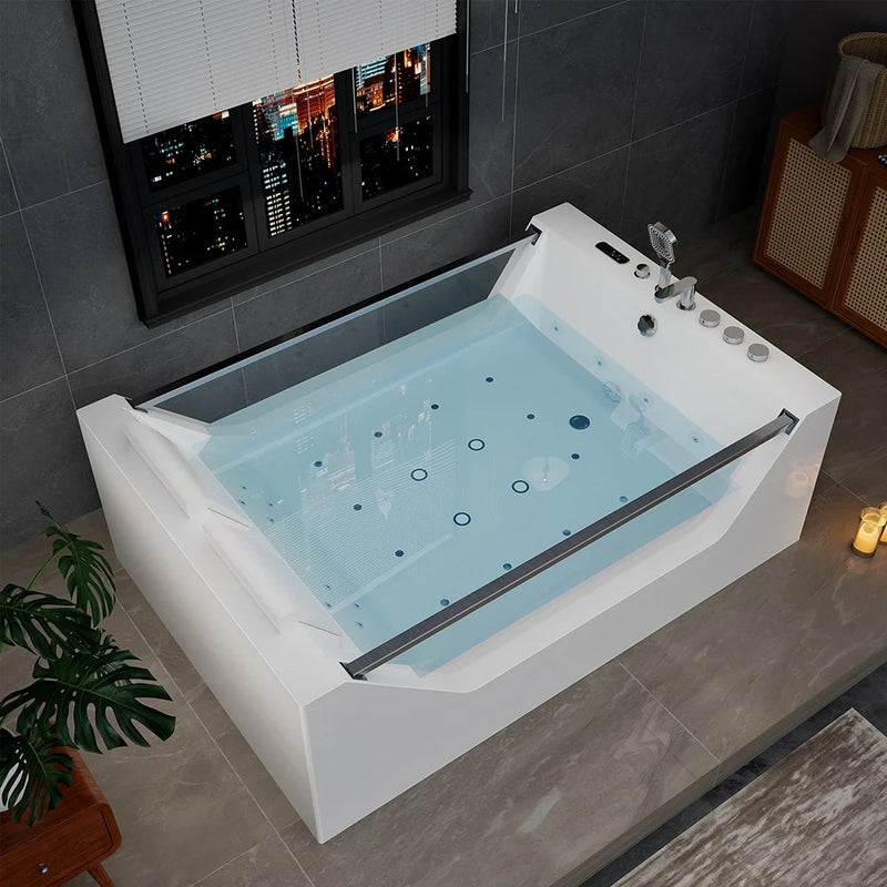 Empava - 71" Freestanding Combo Massage Whirlpool Inline Heater 2-Person Bathtub with Dual Glass Design - EMPV-71PRO01 - IMG4