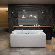 Empava - 71" Alcove Inline Heater Combo Massage Whirlpool 2-Person Tub with Waterfall - EMPV-71PRO02 - IMG1