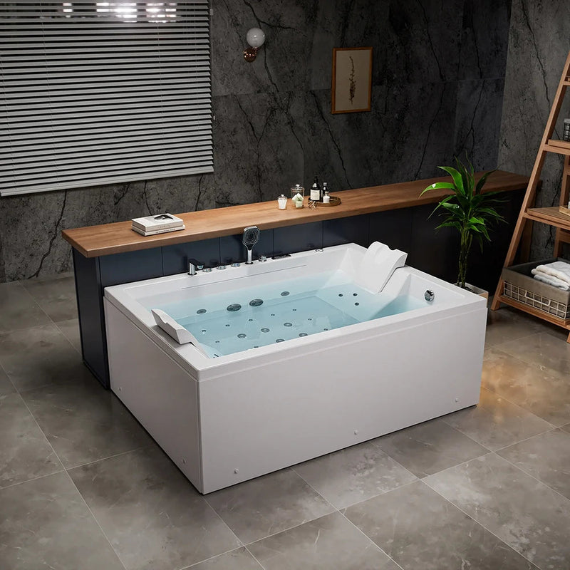 Empava - 71" Alcove Inline Heater Combo Massage Whirlpool 2-Person Tub with Waterfall - EMPV-71PRO02 - IMG3