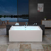 Empava - 71" Alcove Dual Massage Whirlpool Inline Heater 2-Person Bathtub with Center Drain - EMPV-71PRO04 - IMG1