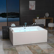 Empava - 71" Alcove Dual Massage Whirlpool Inline Heater 2-Person Bathtub with Center Drain - EMPV-71PRO04 - IMG2