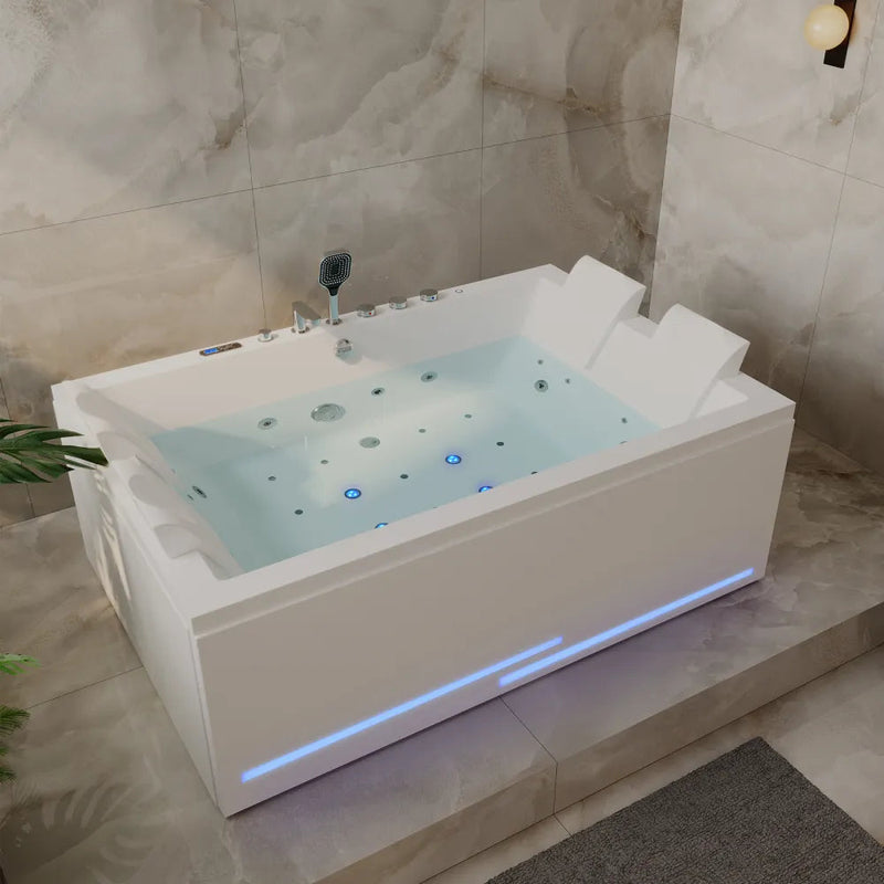 Empava - 71" Alcove Dual Massage Whirlpool Inline Heater 2-Person Bathtub with Revi-skin Therapy - EMPV-71PRO05 - IMG2