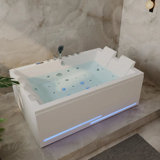 Empava - 71" Alcove Dual Massage Whirlpool Inline Heater 2-Person Bathtub with Revi-skin Therapy - EMPV-71PRO05 - IMG2