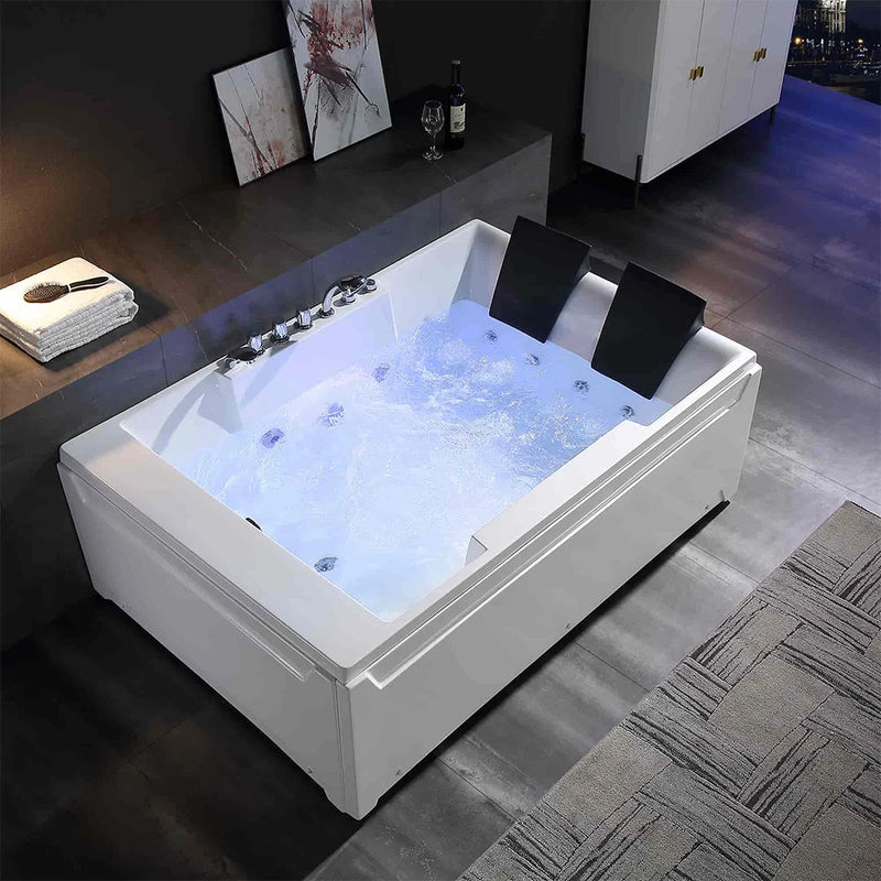 Empava - 72" Alcove Whirlpool LED Bathtub for 2 Persons with Left Drain - EMPV-72JT367LED - IMG1