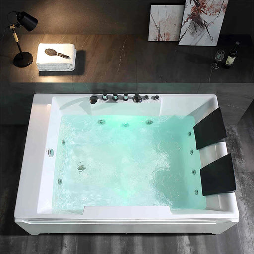 Empava - 72" Alcove Whirlpool LED Bathtub for 2 Persons with Left Drain - EMPV-72JT367LED - IMG2