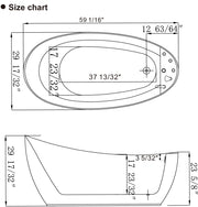 Empava - 59" Acrylic Freestanding Whirlpool Tub with Reversible Drain - EMPV-59AIS04 - IMG8