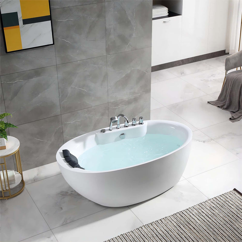Empava - 59" Acrylic Freestanding Whirlpool Bathtub with Center Drain - EMPV-59AIS12 - IMG6