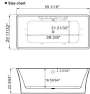 Empava - 59" Freestanding Rectangle Whirlpool Bathtub with Center Drain - EMPV-59AIS15 - IMG11