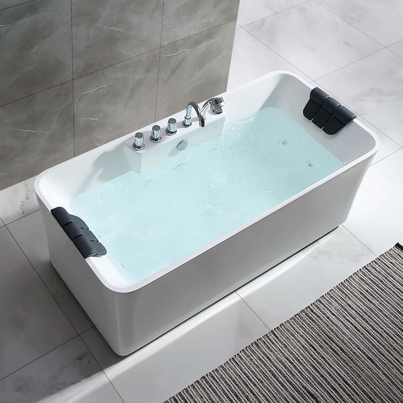 Empava - 59" Freestanding Rectangle Whirlpool Bathtub with Center Drain - EMPV-59AIS15 - IMG6