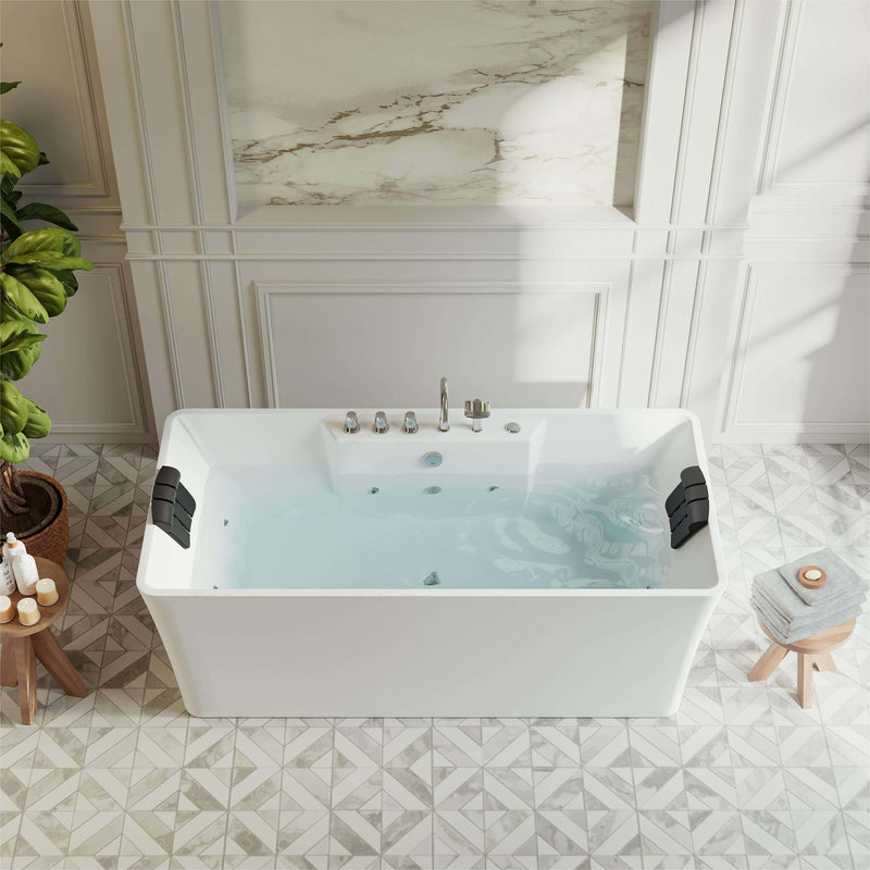 Empava - 59" Freestanding Rectangle Whirlpool Bathtub with Center Drain - EMPV-59AIS15 - IMG3