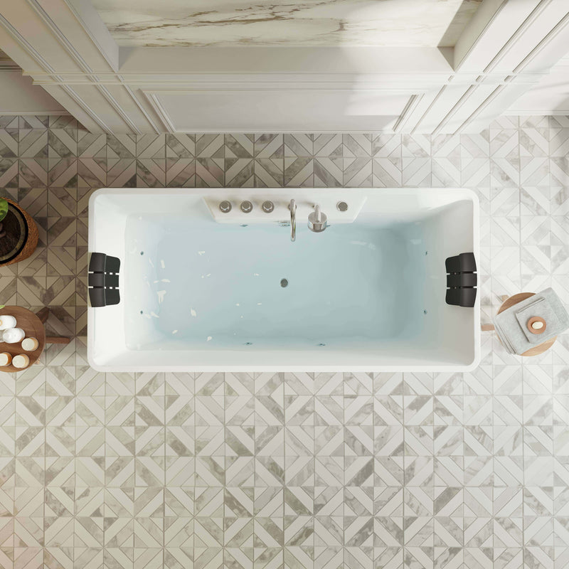 Empava - 59" Freestanding Rectangle Whirlpool Bathtub with Center Drain - EMPV-59AIS15 - IMG4