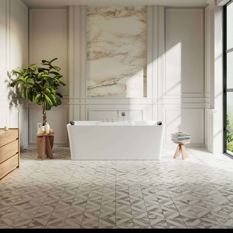 Empava - 59" Freestanding Rectangle Whirlpool Bathtub with Center Drain - EMPV-59AIS15 - IMG2