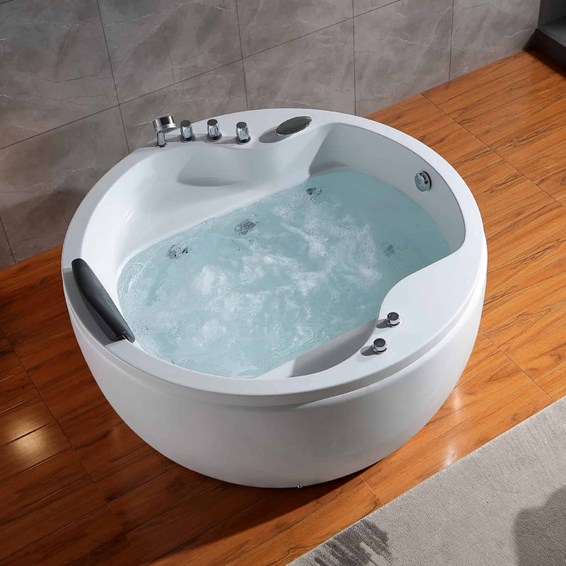 Empava - 59" Freestanding Round Whirlpool Bathtub with Right Drain - EMPV-59JT005 - IMG3