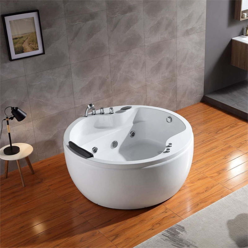 Empava - 59" Freestanding Round Whirlpool Bathtub with Right Drain - EMPV-59JT005 - IMG4