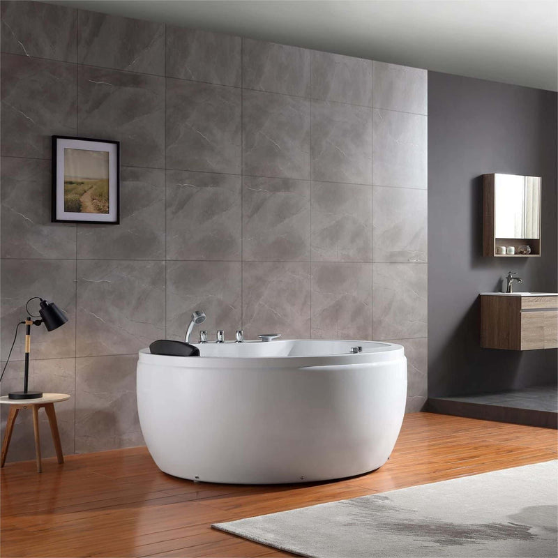 Empava - 59" Freestanding Round Whirlpool Bathtub with Right Drain - EMPV-59JT005 - IMG2