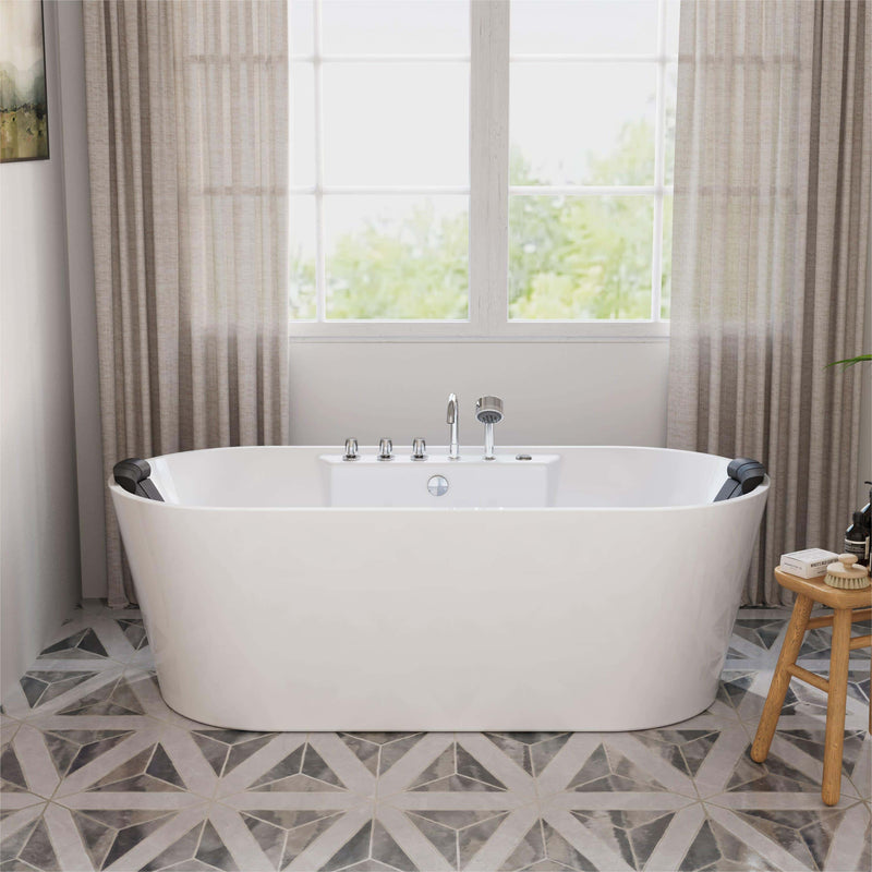 Empava - 67" Freestanding Oval Whirlpool Bathtub with Center Drain - EMPV-67AIS01 - IMG1