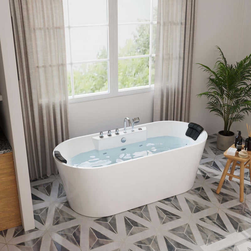 Empava - 67" Freestanding Oval Whirlpool Bathtub with Center Drain - EMPV-67AIS01 - IMG3