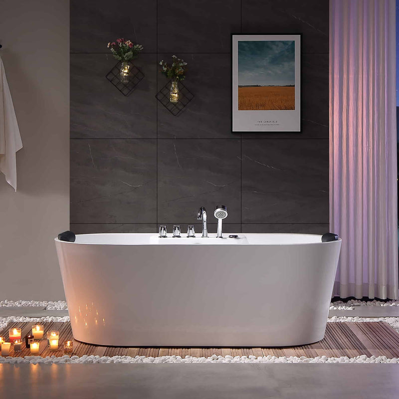 Empava - 67" Freestanding Oval Whirlpool Bathtub with Center Drain - EMPV-67AIS01 - IMG5