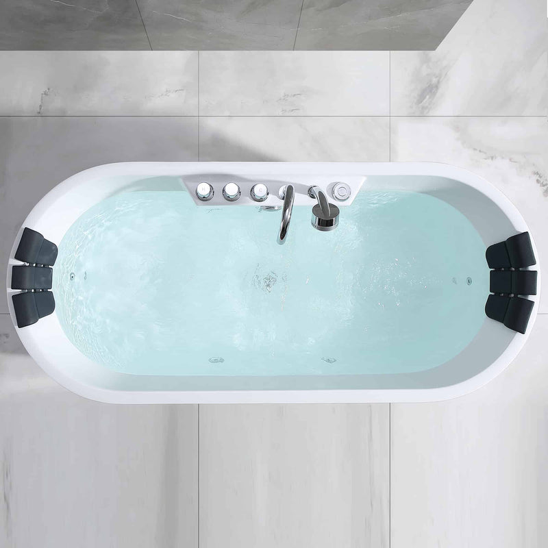 Empava - 67" Freestanding Oval Whirlpool Bathtub with Center Drain - EMPV-67AIS01 - IMG6