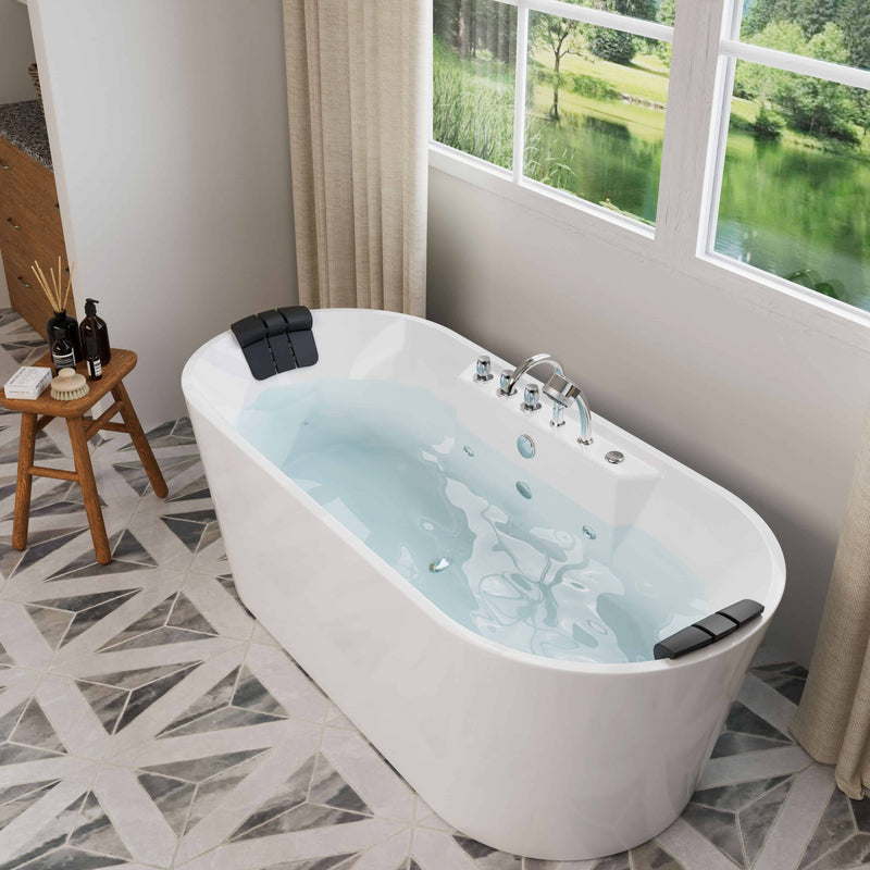 Empava - 67" Freestanding Oval Whirlpool Bathtub with Center Drain - EMPV-67AIS01 - IMG4