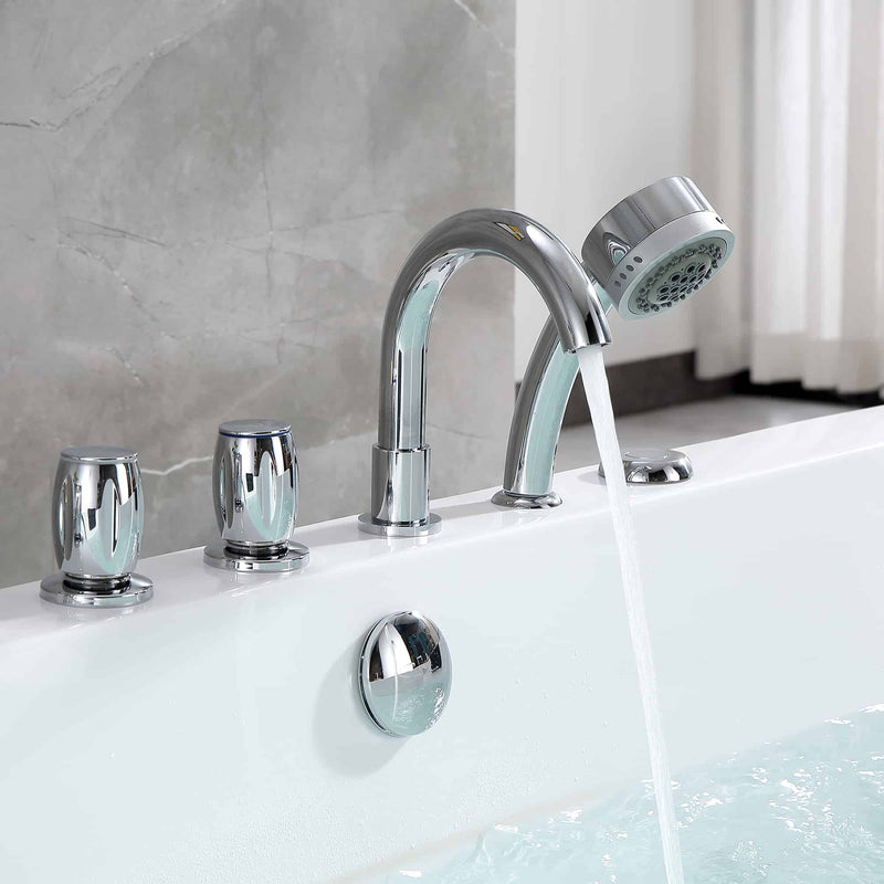Empava - 67" Freestanding Whirlpool Bathtub with Faucet and Center Drain - EMPV-67AIS03 - IMG7