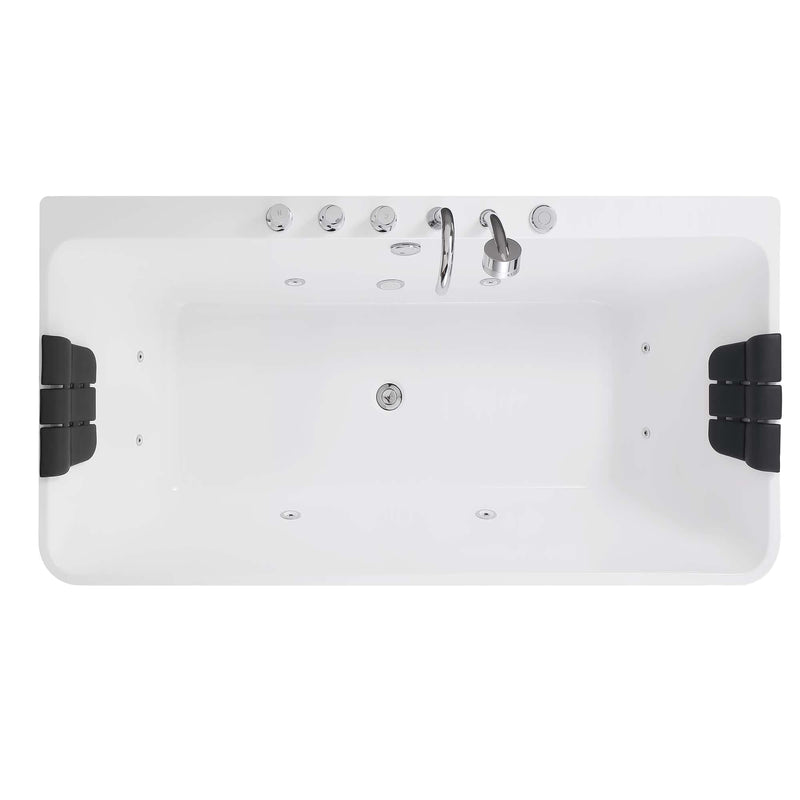 Empava - 67" Freestanding Whirlpool Bathtub with Faucet and Center Drain - EMPV-67AIS03 - IMG9