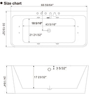 Empava - 67" Freestanding Whirlpool Bathtub with Faucet and Center Drain - EMPV-67AIS03 - IMG10